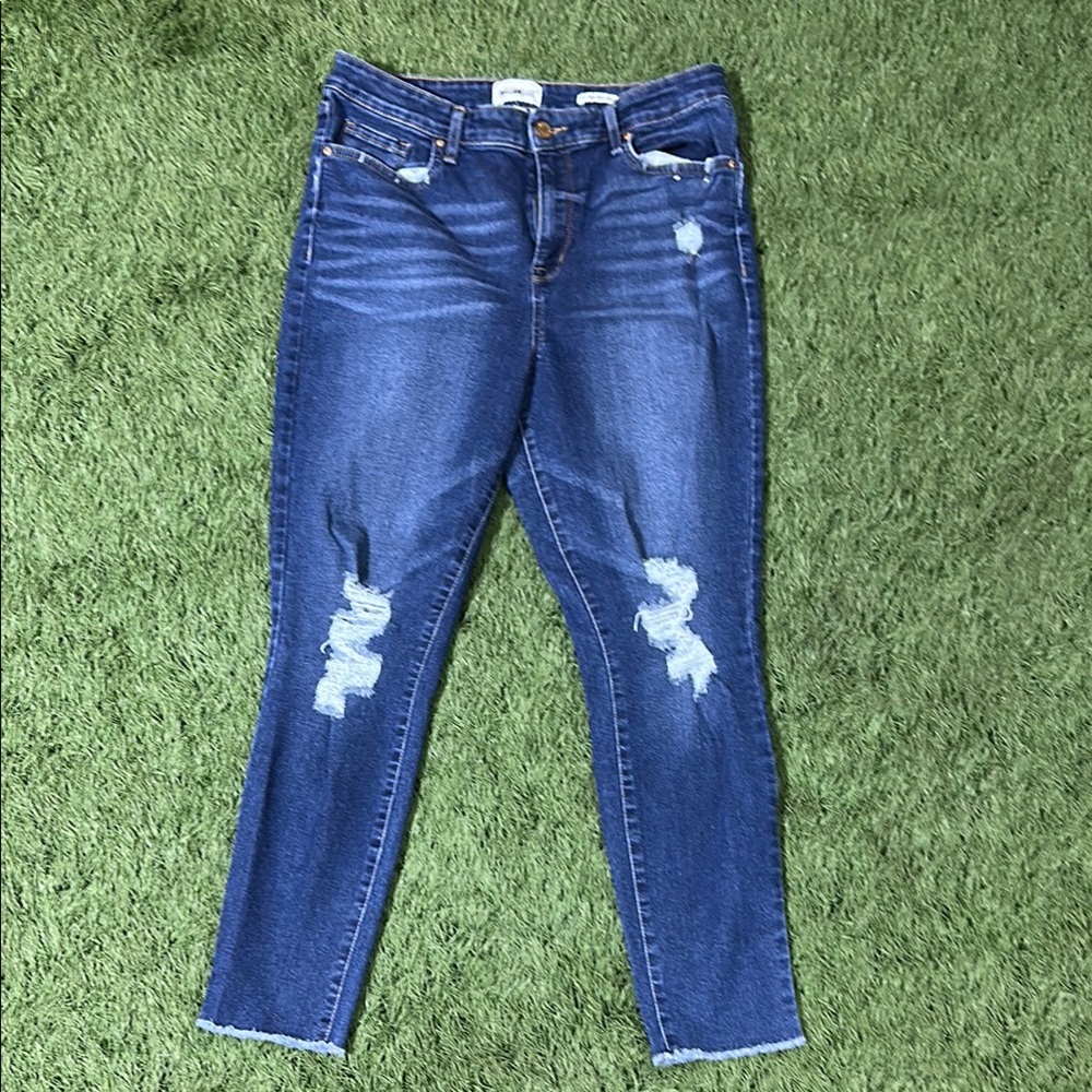 William Rast Women’s Juniors Dark Blue Distressed Skinny Jeans Size 31